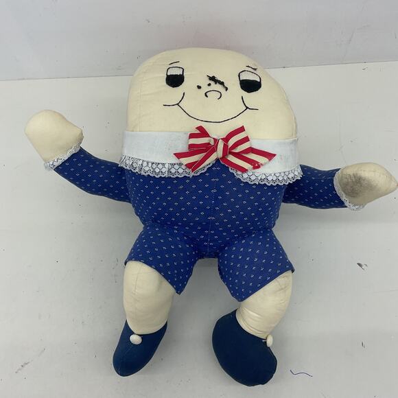 Vintage Miranda's Closet White & Blue Humpty Dumpty Egg Stuffed Animal, Preowned - Picture 2 of 6
